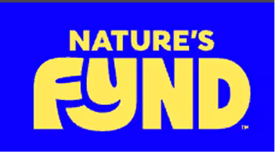 Logo of Nature's Fynd with yellow text on a blue background.